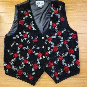 90s Christmas poinsettia vest‎